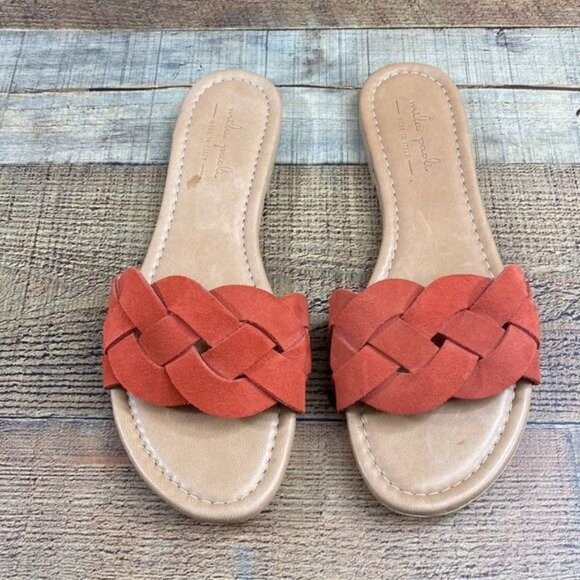 Mila Paoli Braided Suede Leather Flat Sandals Coral Orange Womens 9.5 US - Picture 3 of 12